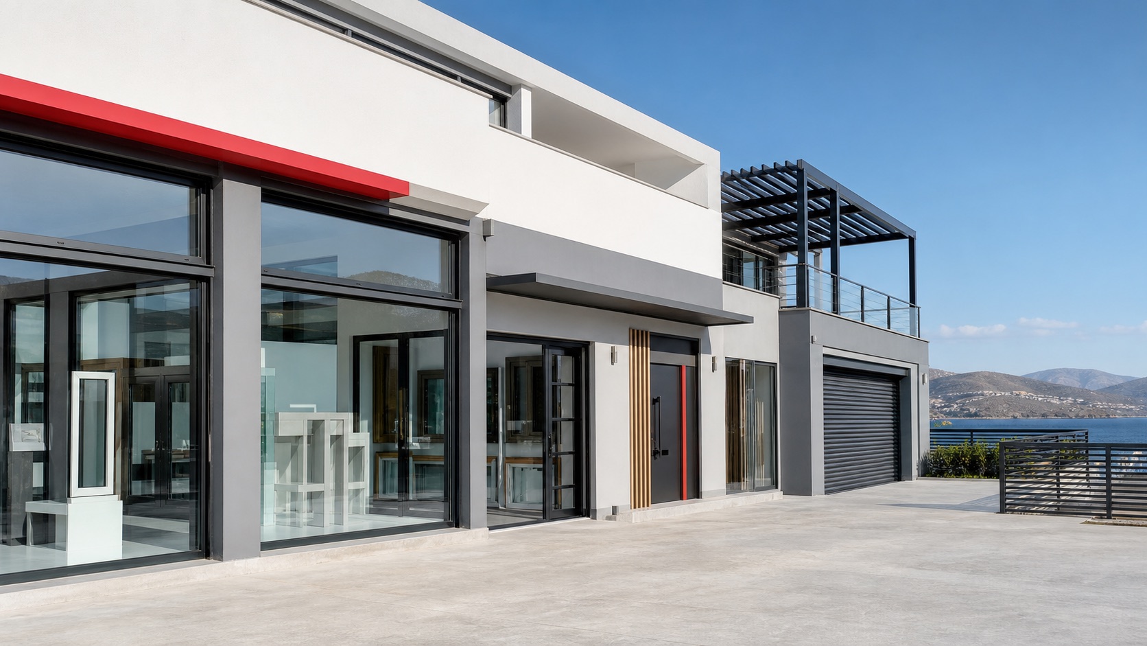 Showroom με συστήματα αλουμινίου, κουφώματα και πόρτες